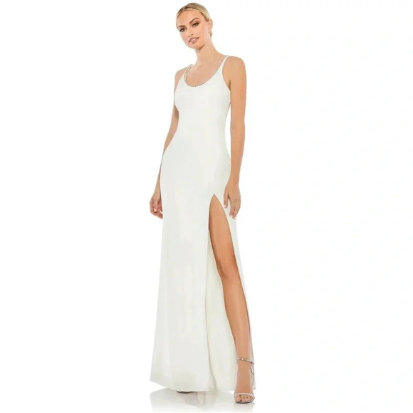 NWOT IEENA MAC DUGGAL White Embellished Sleeveless Evening Dress Size 4 Evening - Picture 1 of 13